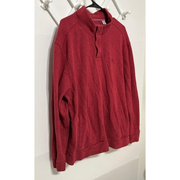 Tommy Bahama Sweater Men's XXL/TTG Long Sleeve 1/4 Zip Warm Pullover Dark Red - Picture 2 of 11